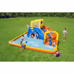 Bestway Piscina megaparco acquatico mis. 551x502x265 cm, scivolo d'acqua, cannone spara acqua, tunnel, parete per arrampicarsi, include soffiatore d'aria, picchetti di ancoraggio, borsa per il trasporto - Vista aggiuntiva 7