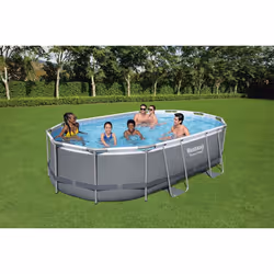 Bestway Power Steel 56448 Piscina con bordi Piscina ovale 10949 L Blu, Grigio