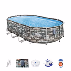 Bestway Power Steel 56719 piscina fuori terra Piscina con bordi Piscina ovale 20241 L Multicolore - Vista aggiuntiva 4