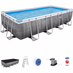 cm.549x274x122h. capacità lt.14812 art.56998 colore rattan grigio con pompa filtro 58389, cartuccia 58012, scaletta di sicure ...