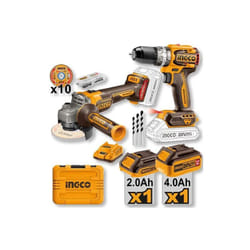 Ingco - kit trapano avvitatore + smerigliatrice. brushless + 2 batterie