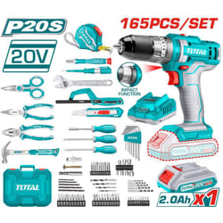 TRAPANO AVVITATORE A BATTERIA 20V 45Nm + BATTERIA 2Ah + 165 ACCESSORI TOTAL