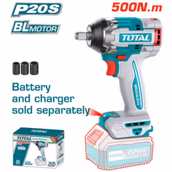 AVVITATORE A IMPULSI A BATTERIA 20V 1/2" 500Nm TOTAL L'avvitatore ad impulsi da 20V con attacco da 1/2" e una coppia massima ...