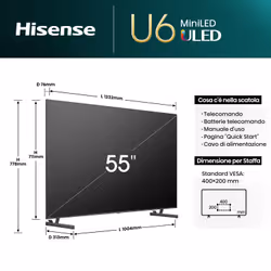 Hisense TV Mini-LED 55" 4K Ultra HD 55U6NQ - Vista aggiuntiva 4