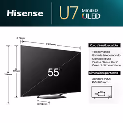 Hisense TV Mini-LED 144Hz 55" 4K Ultra HD 55U7NQ - Vista aggiuntiva 3