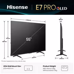 Hisense 55E77Q PRO 139,7 cm (55") 4K Ultra HD Smart TV Wi-Fi Nero - Vista aggiuntiva 2
