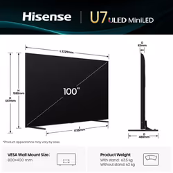 Hisense Smart TV ULED MiniLED 100" 4K 100U7Q - Vista aggiuntiva 3