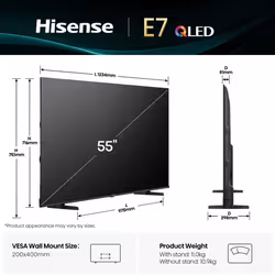 Hisense 55E77Q 139,7 cm (55") 4K Ultra HD Smart TV Wi-Fi Nero - Vista aggiuntiva 2