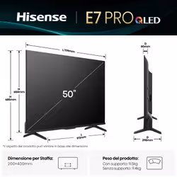 Hisense E7Q PRO 50E7Q PRO 127 cm (50") 4K Ultra HD Smart TV Wi-Fi Nero - Vista aggiuntiva 2
