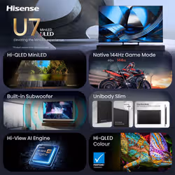 Hisense 55U7SE TV 139,7 cm (55") 4K Ultra HD Smart TV Wi-Fi Nero, Grigio - Vista aggiuntiva 3