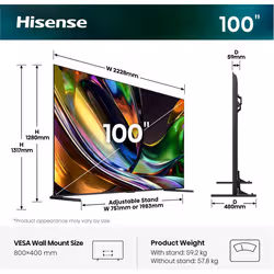 Hisense 100UR8DS Smart TV 100 pollici Mini LED 4K UHD VIDAA Nero, Grigio - Vista aggiuntiva 2