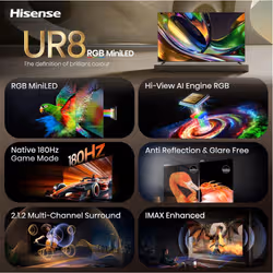 Hisense 100UR8DS Smart TV 100 pollici Mini LED 4K UHD VIDAA Nero, Grigio - Vista aggiuntiva 3