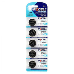 Confezione da 5 batterie a bottone CR2025 150 mAh. Batteria al litio. Fornito in blister da 5 unità