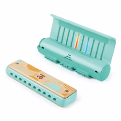 Hape Teach-me, Ensemble de jouets de musique, Harmonica, 3 an(s), 190 g, Bleu, Bois