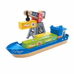 Hape E3792, Nave, Cargo ship & crane, 3 anno/i, Multicolore, Plastica, Legno