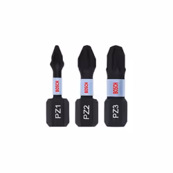 Bosch presenta il set di testine per avvitamento in 3 pezzi con profilo PZ. Comprende le dimensioni PZ1, PZ2 e PZ3, ciascuna ...
