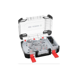 Bosch - 9x Set de sega de corona pro Multi Material Power Change Plus - Custodia trasparente (per legno tenero, cartongesso, ø 19, 25, 38, 44, 68, 83