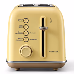 Buydeem Dt620 Tostapane Giallo, 2 fetta/e, Giallo, Acciaio inox, Livello, Manopola, 900 W, 120 V