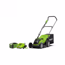 Presentazione : Tosaerba GREENWORKS 40V - taglio 35cm - 1 batteria 2,0Ah - 1 caricatore - G40LM35K2, tosaerba che richiede un ...