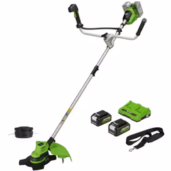 Greenworks tagliabordi e falce a batteria 2in1 GD24X2BCB (Li-Ion 2x24V taglio 38 cm / 25 cm filo da 2 mm/lama 6200 giri/min m ...