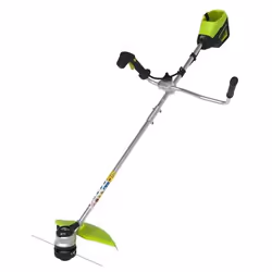 Greenworks GD60BCB, Tagliabordi, 40 cm, Filo di nylon, Impugnatura a U, 2 mm, Nero, Verde, Argento