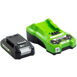 Greenworks - Batteria 24V 2Ah agli Ioni di Litio e Caricabatterie Universale - per Attrezzi da Giardino ed Elettroutensili 24V, Carica in 60 Minuti,