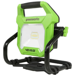Greenworks G40WL Faretto da Cantiere Ibrido AC/DC e Batteria, Luce da Lavoro con Gancio, Cavo di Alimentazione AC o Batteria Portatile, 2000 Lumen, 2