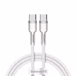 Baseus 6953156202375, 2 m, USB C, USB C, USB 2.0, 0,48 Gbit/s, Argento, Bianco