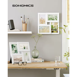 Songmics - Cornice portafoto portafoto con 4 foto, formato foto 10 x 15 cm, galleria fotografica, vetro in vetro, bianco