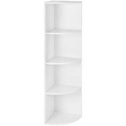 Scaffale ad Angolo a 4 Piani Mobile Portaoggetti Autoportante Libreria di Legno per Cucina Camera da Letto Soggiorno Studio Bianco - Bianco
