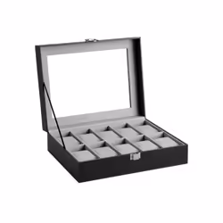 Songmics JWB010BK, Watch case, Vetro, MDF, Poliuretano (PU), Velluto, 254 mm, 202 mm, 78 mm, 800 g
