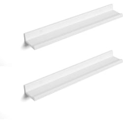 Songmics - Set di 2 Mensole da Parete, 2 Ripiani a Muro con Vernice Lucida, per Cornici Portafoto e Libri, Soggiorno, Camera da Letto, Bagno, Cucina,