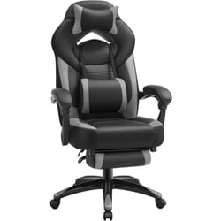 Songmics - Sedia da Gaming Ergonomica, Sedia Ufficio con Poggiapiedi, per Scrivania, Schienale Inclinabile, Poggiatesta e Supporto Lombare