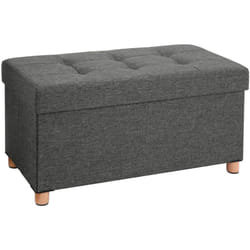 Songmics - Pouf Cubo Poggiapiedi Sgabello Contenitore Cassapanca Pieghevole Carico Max 300 kg 76 x 38 x 40 cm Grigio Scuro
