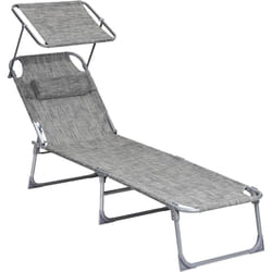 Lettino Prendisole, Sdraio Pieghevole e Leggera, con Poggiatesta Parasole e Schienale Reclinabile, 53 x 193 x 29,5 cm, Max Portata 150 kg, per