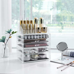 Songmics - Organiser per cosmetici in acrilico per conservare in bagno in camera da letto, rossetto gioielli, smalto (3 pezzi)