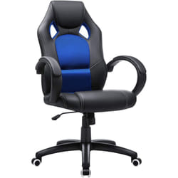 Songmics - Sedia da Ufficio Girevole, Altezza Regolabile, Poltrona da Gaming, da Computer, con Meccanismo di Inclinazione, Nero e Blu OBG56L