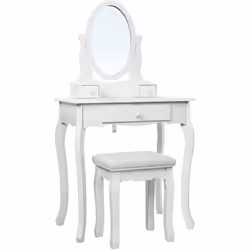 Il design del set di tavolo trucco con specchio oblungo è eterno e classico. È fatto in legno (MDF) di qualità, e le gambe so ...