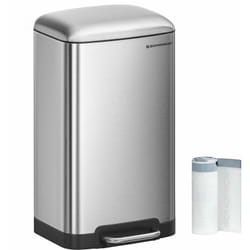 Songmics - Pattumiera Da Cucina, Cestino Della Spazzatura Da 30L, Pattumiera a Pedale in Acciaio con Coperchio e Secchio Interno, Chiusura Morbida