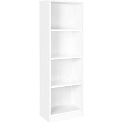 Vasagle Libreria a 4 Ripiani Regolabili, Scaffale per Bambini, Portaoggetti, Organizzatore per Studio, Ufficio, 40 x 24 x 121,5 cm, Bianco LBC104W