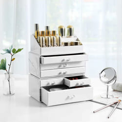 Songmics - Grande Organizzatore per Cosmetici in Acrilico, Custodia Porta Trucchi con 6 Cassetti, per Tavolozza, Pennello, Fondotinta, Rossetto,
