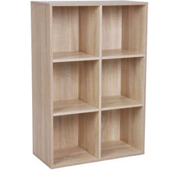 Songmics - vasagle Libreria Scaffale Mobiletto Armadietto Mobile in Legno Pannelli di Particelle a 3 Ripiani 6 Scompartimenti di Colore Quercia