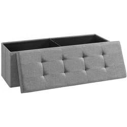 Cassapanca Pieghevole, Contenitore Portaoggetti, Max Portata Statica di 300 kg, con Divisore, 120 l, 110 x 38 x 38 cm, Simil Lino, Grigio Chiaro