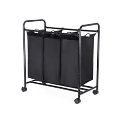 Songmics LSF003B porta biancheria 132 L Rettangolare Cromo, Nylon, Poliestere, Acciaio Nero