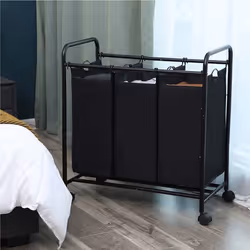 Songmics LSF003B porta biancheria 132 L Rettangolare Cromo, Nylon, Poliestere, Acciaio Nero
