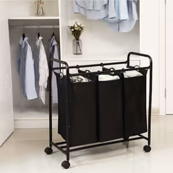 Songmics LSF003B porta biancheria 132 L Rettangolare Cromo, Nylon, Poliestere, Acciaio Nero
