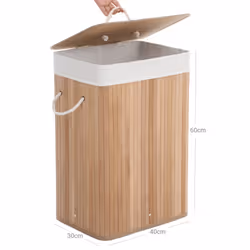 Songmics LCB10Y porta biancheria Rettangolare Bamboo Legno - Vista aggiuntiva 7