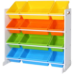 Songmics - Scaffale per Giocattoli Mobiletto Multi-Ripiano per Bambini con 12 Scatole in Plastica Rimovibili Telaio Bianco, GKR04W