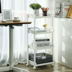 Songmics - Carrello con Rotelle, Scaffale a 4 Ripiani per Cucina e Bagno, Altezza di 86 cm, Bianco