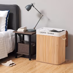 Songmics LCB64Y porta biancheria 100 L Rettangolare Bamboo, Cotone Naturale - Vista aggiuntiva 4